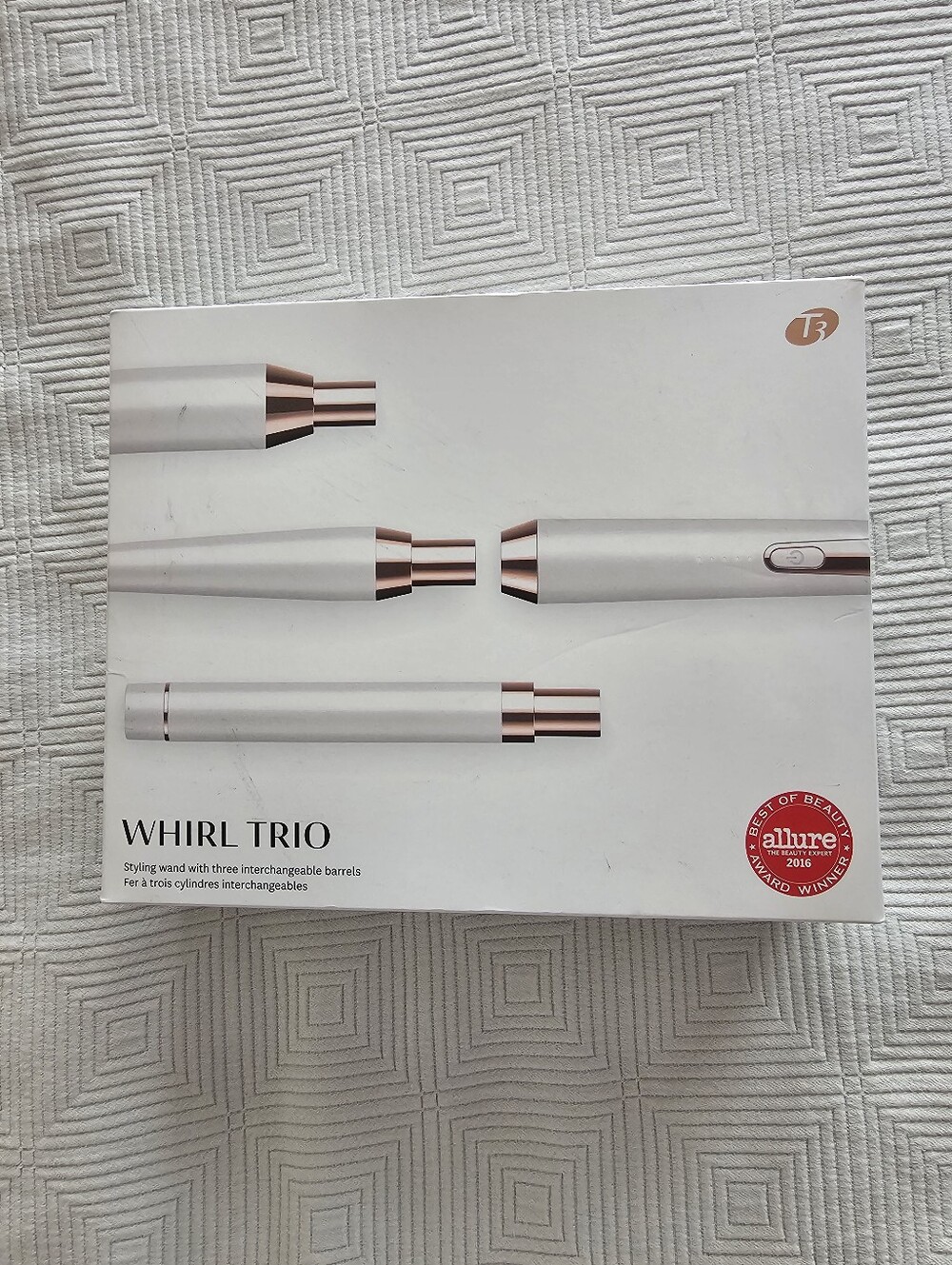 T3 WHIRL TRIO White with Rose Gold Accents Curling Wand Set